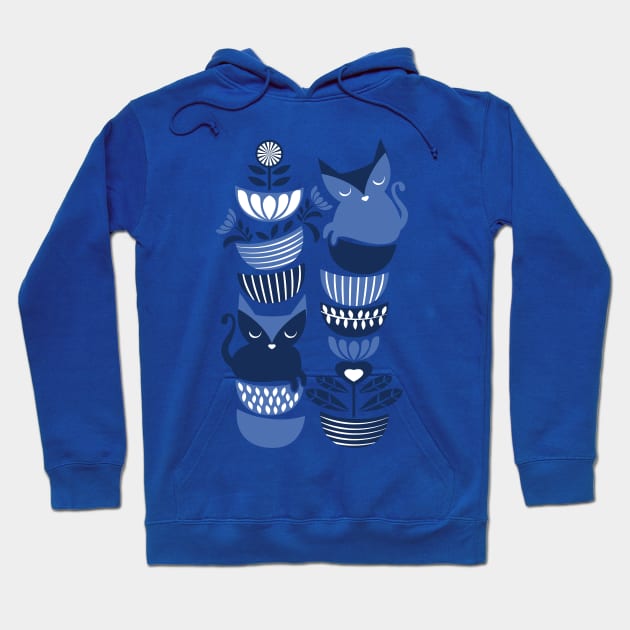 Swedish folk cats I // indigo blue Hoodie by SelmaCardoso